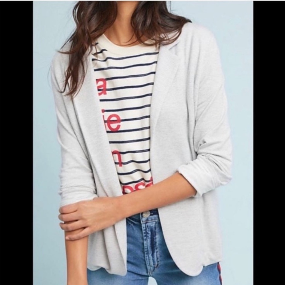 Anthropologie Bordeaux Pin Striped Blazer Jacket